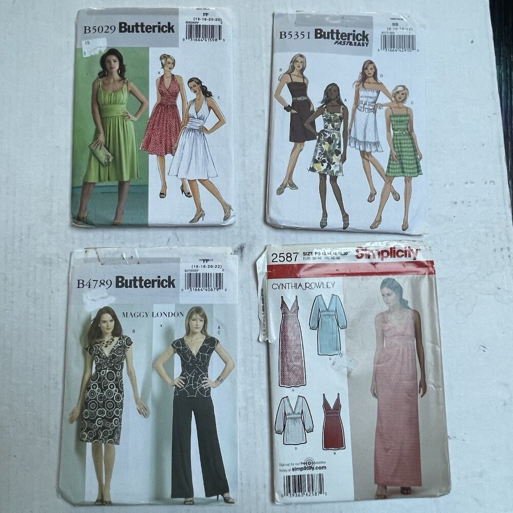 Lot‎ of 4 Womens Dress Sewing Patterns Butterick Y2K Formal Babydoll